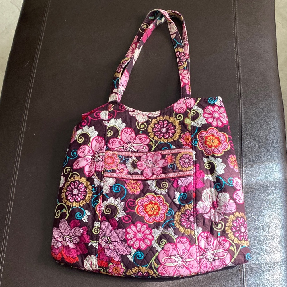 Vera Bradley Magenta Floral Quilted Tote with Multicolor Accents